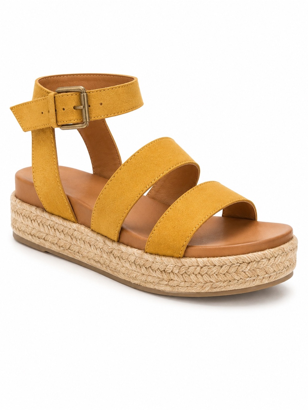 Universal Thread Mustard Espadrille Sandals Platform Ankle Strap 9.5